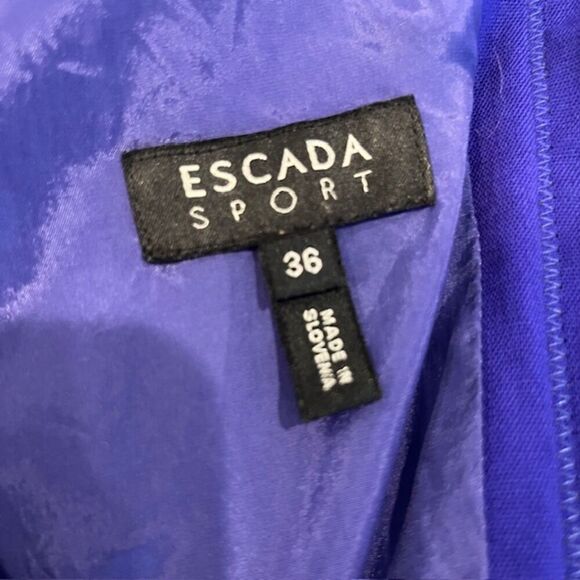 Escada Dorris Dress Stained Glass Violet Purple Black Elastic Waist Size 6 (36) - Picture 6 of 13
